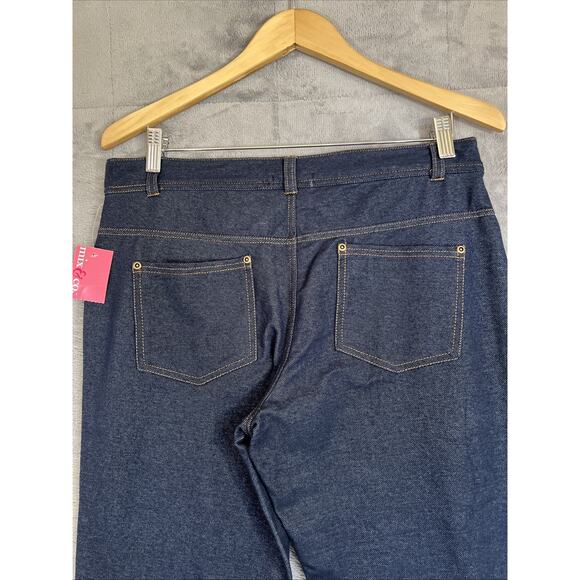 Mix & Co. Jegging Women's 1X Blue Faux Denim Knit Pull On Stretch Legging NEW - Picture 7 of 11